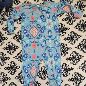 Tea Collection Blue Floral Kids One-Piece Bodysuit